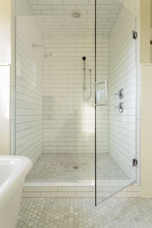 Corner Shower with Modern Fixtures